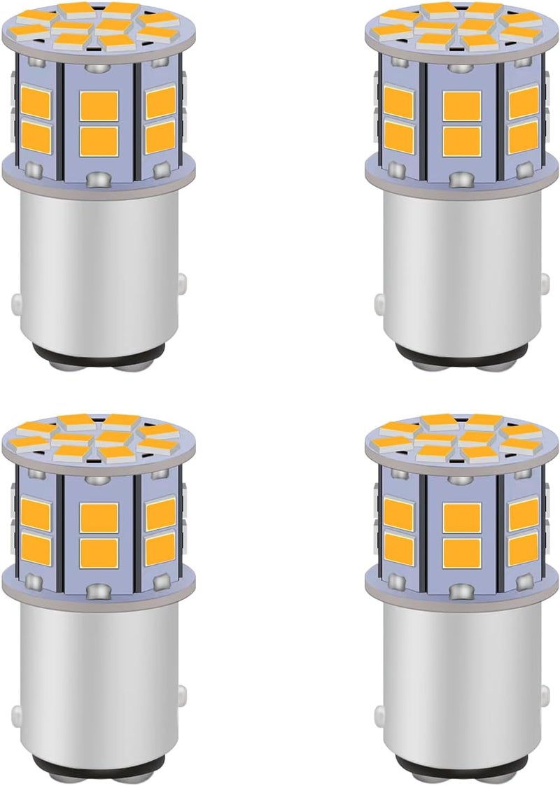 LEDYOTRY لمبة LED 1157 صفراء كهرمانية، ساطعة للغاية 2357 BAY15D 7528 2057 لمبات LED لإشارة الانعطاف، ضوء الانتظار، DRL، ضوء الفرامل، ضوء الذيل، عبوة من 4 - Image 1